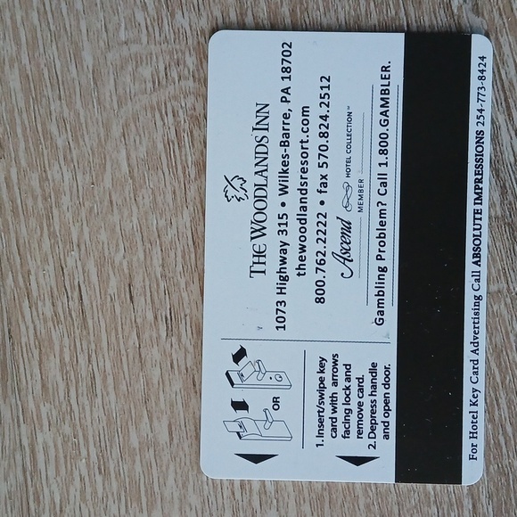 The Woodlands Inn Mohegan PA. Ascend Hotel Collection Room Key Card Photo - Picture 2 of 3